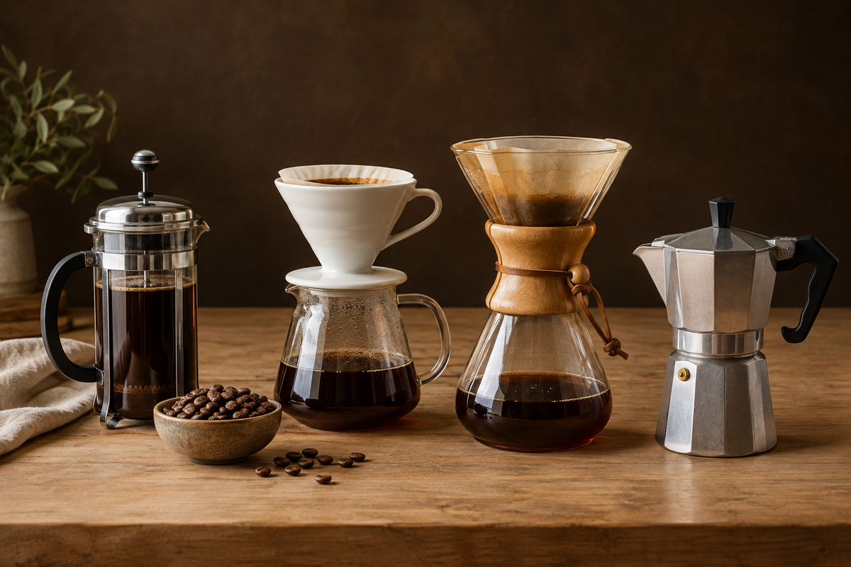 Guía para preparar café en prensa francesa, V60, Chemex y moka